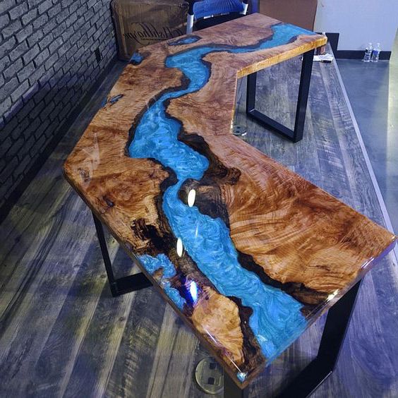 bàn epoxy resin làm quầy bar