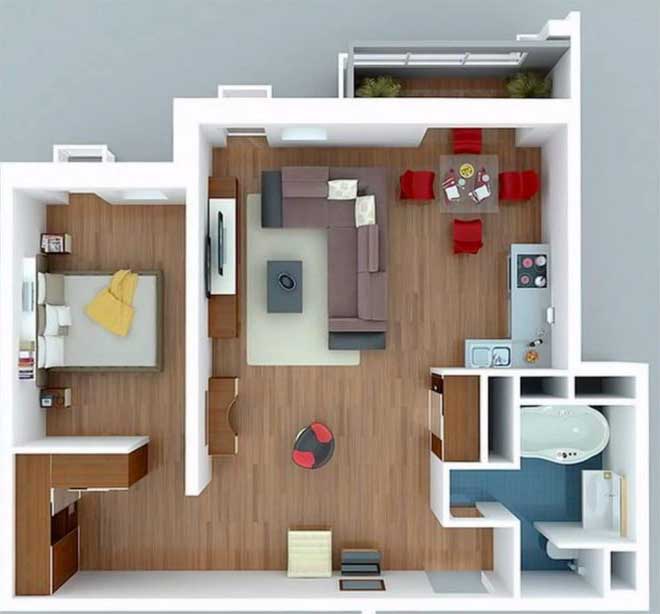 Diện tích của phòng ngủ cần tương xứng với tổng diện tích nhà.