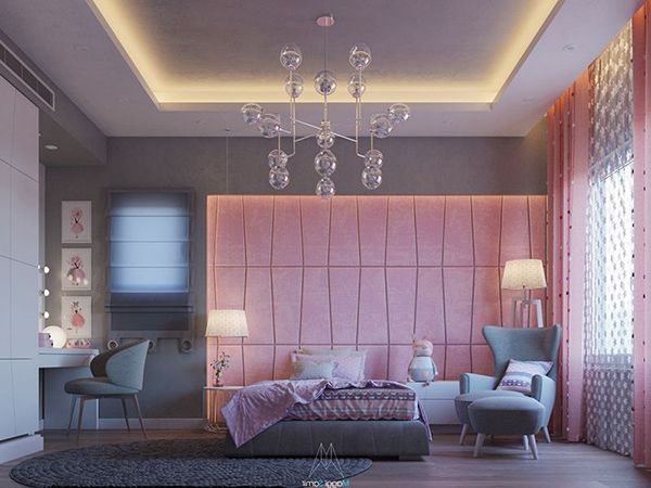 phòng ngủ màu hồng sang trọng đơn giản