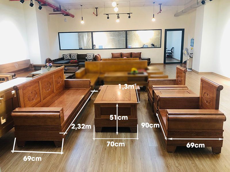Kích thước bộ bàn ghế gỗ phòng khách tiêu chuẩn mới nhất