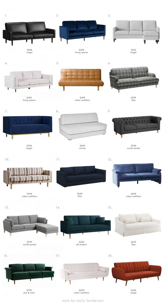 Các loại ghế sofa theo phong cách từng kiểu sofa tương ứng